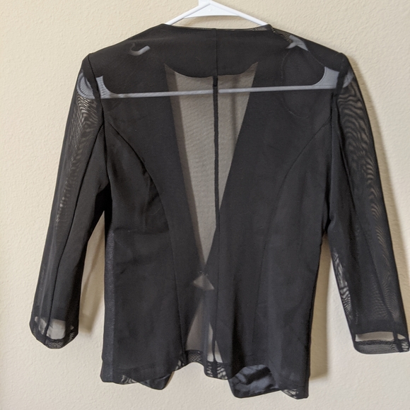 Summer Black Blazer with Sheer Sleeves and Back - Picture 2 of 6